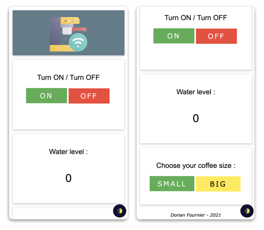 Cafetière V2 - Interface graphique de contrôle utilisateur.